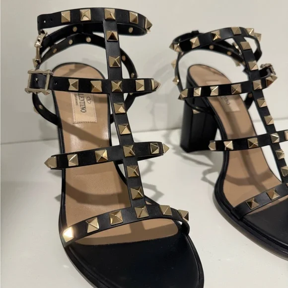 Valentino Black Heels ROCKSTUD ANKLE STRAP SANDAL 90 MM - Picture 10 of 11